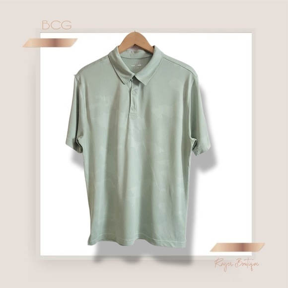 🌿BCG Mens Large Light Green Camo Golf Polo Shirt Short Sleeve - Picture 3 of 11